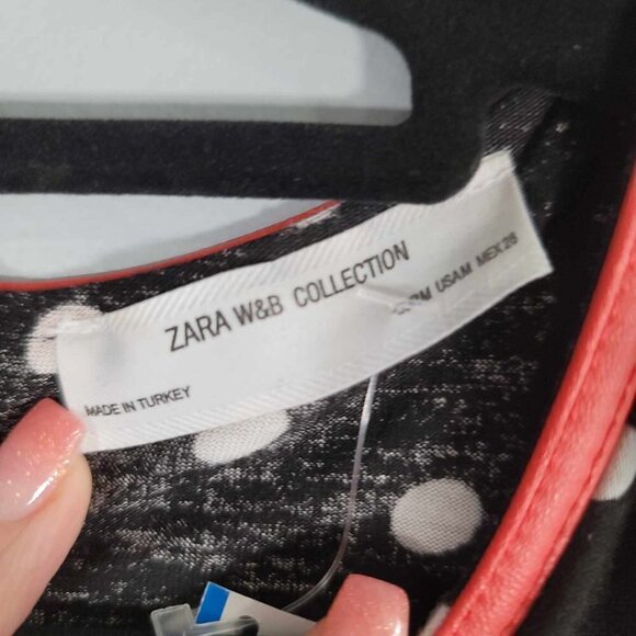 Zara W&B collection Black with white polka dot tank top - Picture 3 of 8